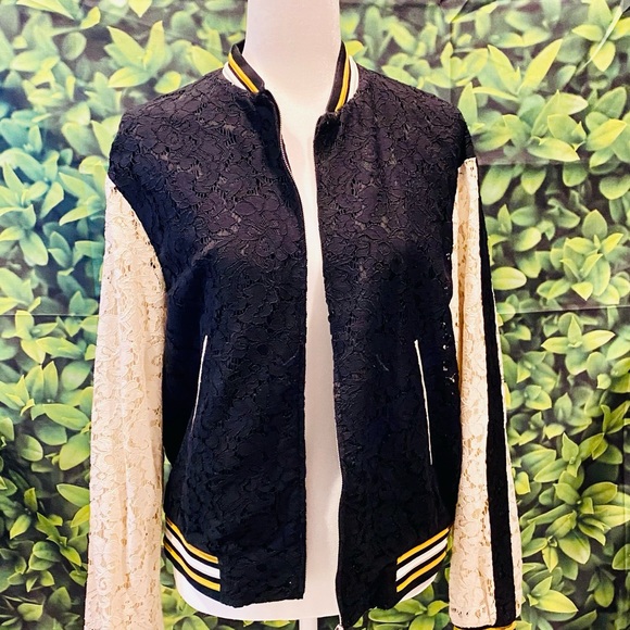 ZARA VARSITY LACE BOMBER JACKET - Picture 2 of 5